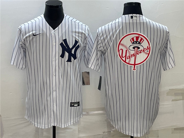 Men's New York Yankees White Team Big Logo Cool Base Stitched Baseball Jersey